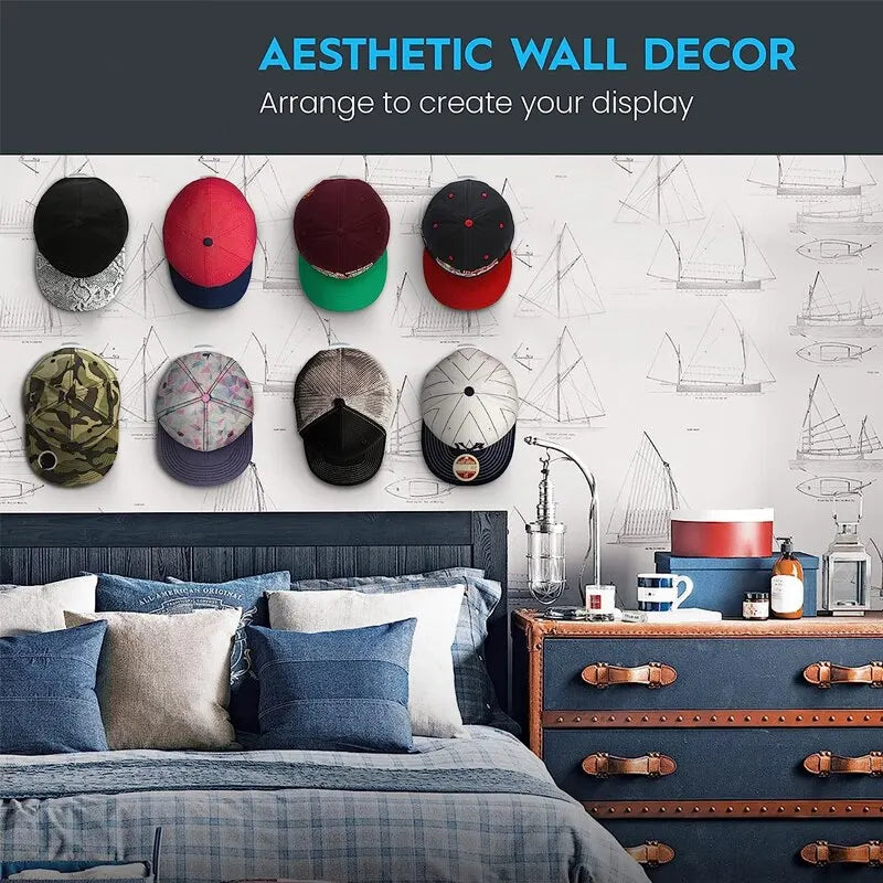 5 10pcs New Baseball Hat Hook Hat Sticking Hook Traceless Hook Black Minimalist Design Hat Rack Simple Earphone Necklace Storage