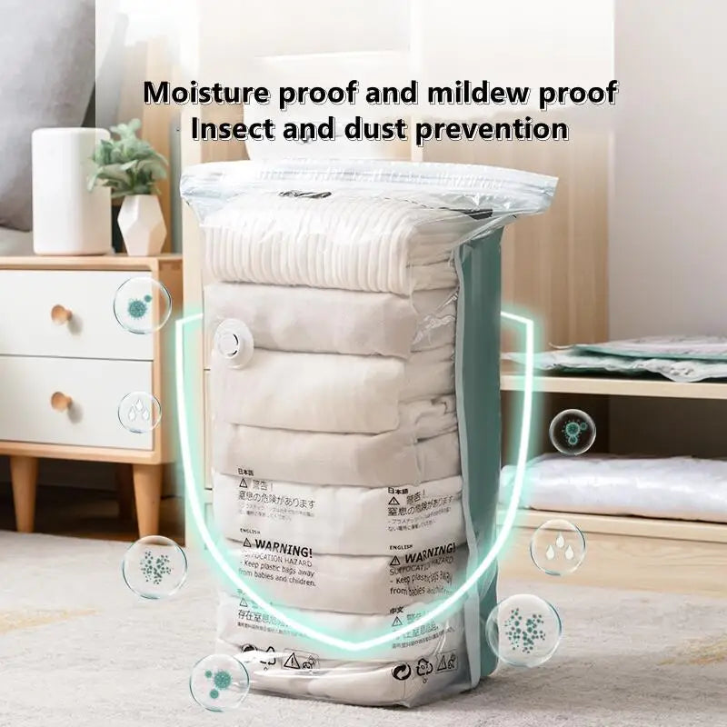 No-Pump Design Vacuum Compression Storage Bags, Extra Large Size for Clothes Blankets Bedding Bedroom Organization