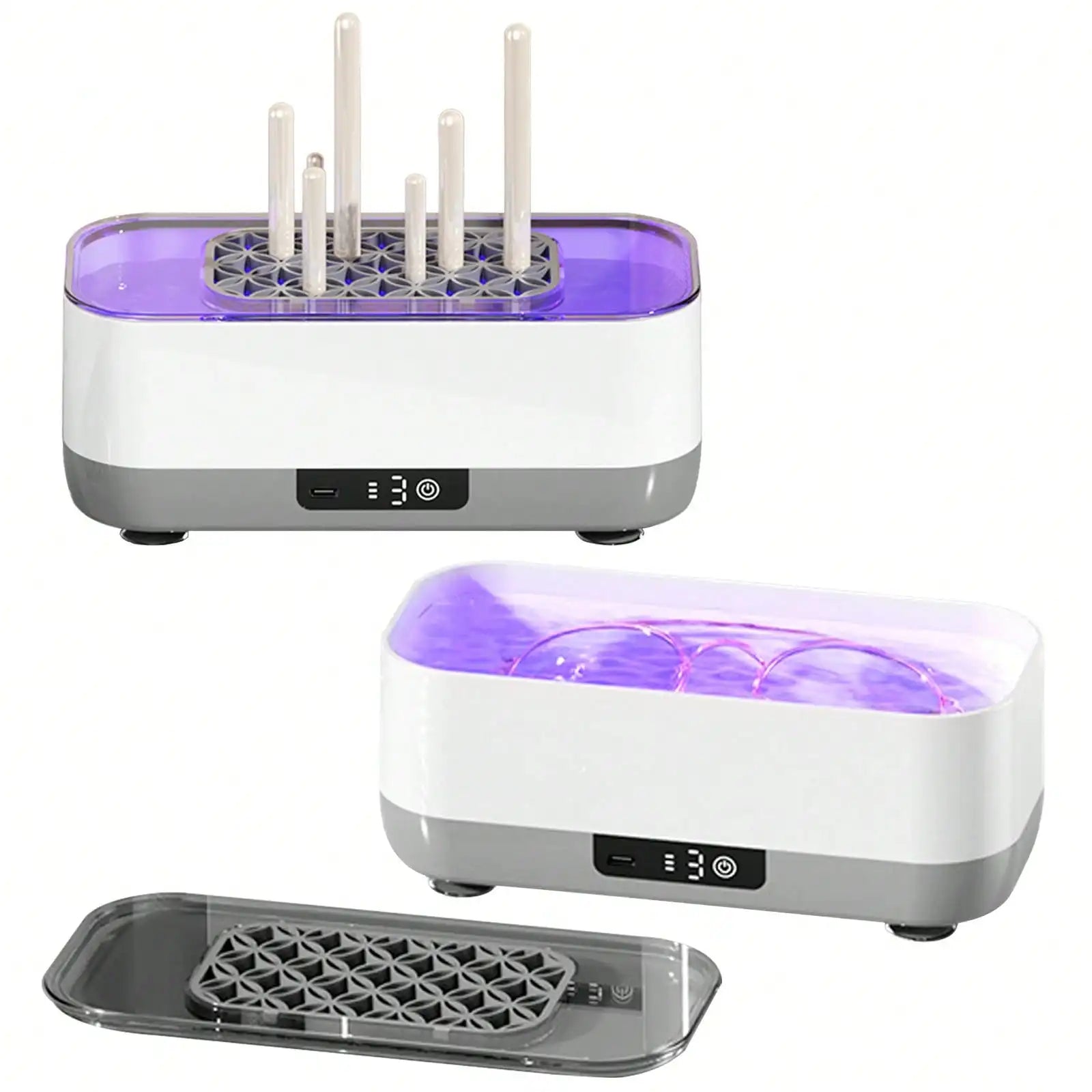 Makeup Brush Cleaning Case, Jewelry Automatic 360 ° Deep Cleaning Tool, Ultra Portable, USB Charging, High-Frequency Vibration
