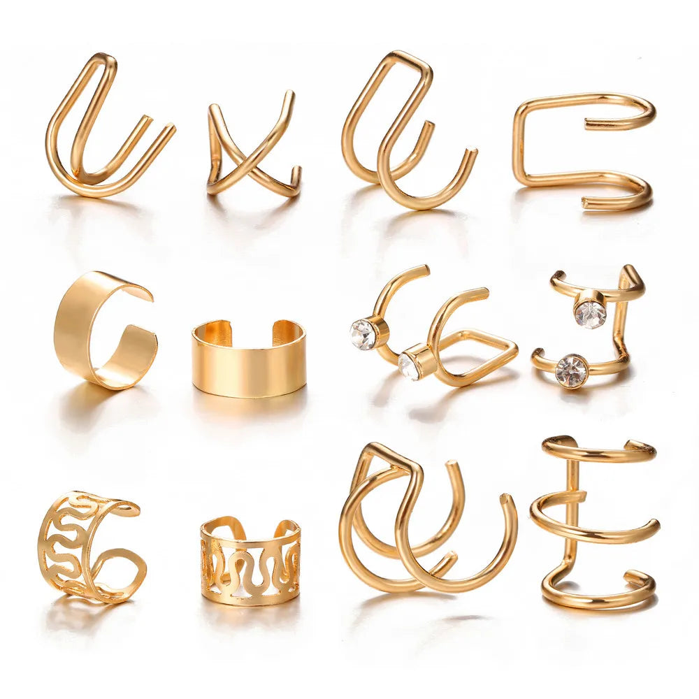 Korean Design Stainless Steel Clip Earrings No Piercing Gold Color Ear Bone Clips Simple Shiny Ear Cuffs for Women Jewelry