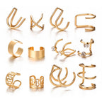 Korean Design Stainless Steel Clip Earrings No Piercing Gold Color Ear Bone Clips Simple Shiny Ear Cuffs for Women Jewelry