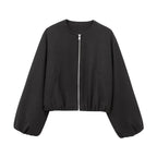 MUJER Red Zipper Bomber Jackets for Women Soft Cropped Jackets Woman 2025 Long Sleeve Woman's Sports Jacket New in Outerwears