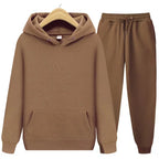 2025 New Men's Autumn/Winter Collection Solid Color Hoodie+Pants Two Piece Fashion Casual Sports Set Size s-3XL